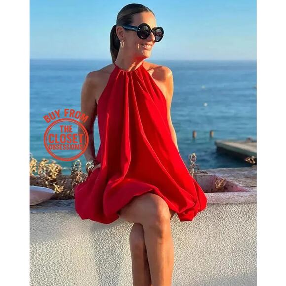 RARE!!! ZARA BLOGGER FAVE!!! Red Halter Neck Short Dress NWT ❤️ - Picture 10 of 16